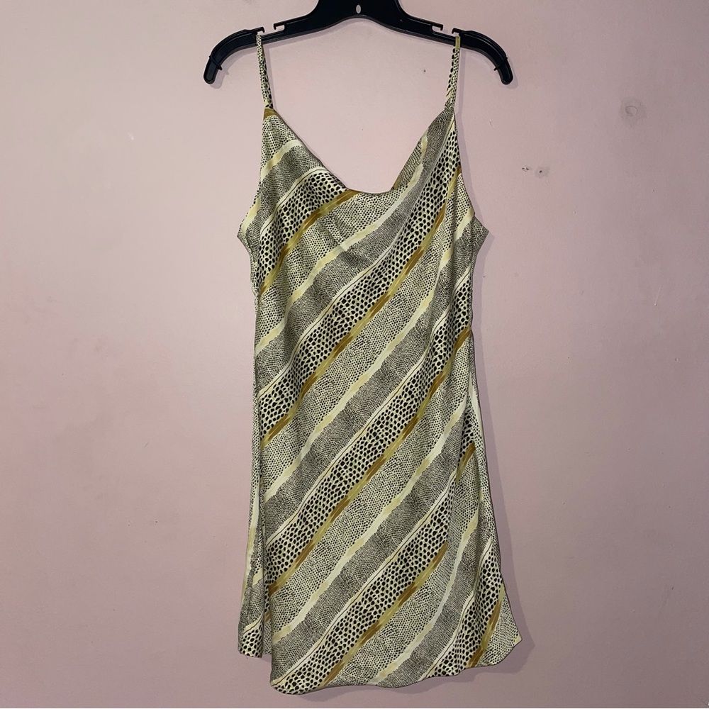 Urban Outfitters Mallory Slip Cowl Neck Spotted Snakeskin Mini Dress Size L